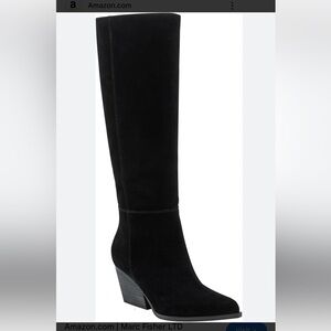 Marc Fisher Black Heeled Boots- Challi - Suede